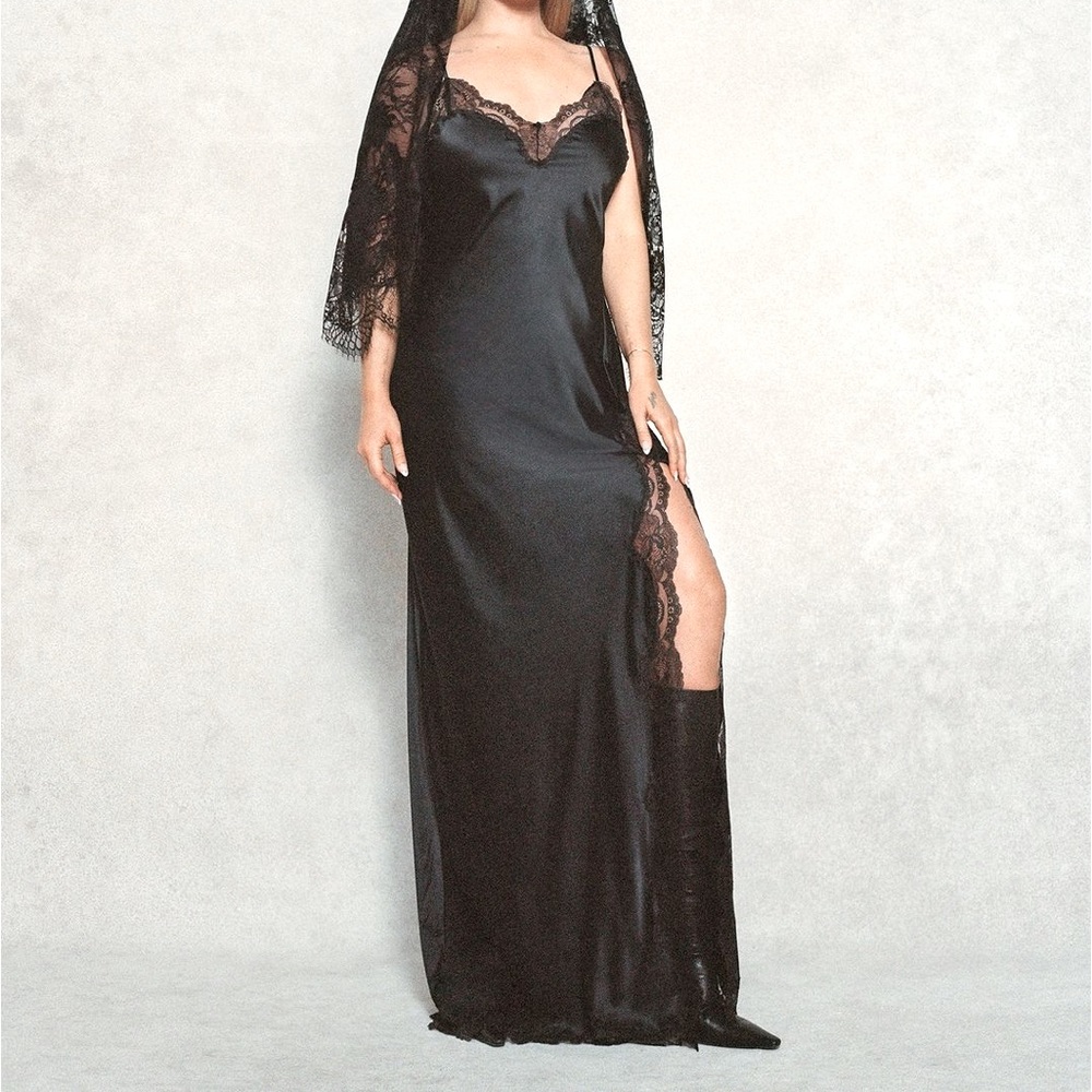 silk black dress